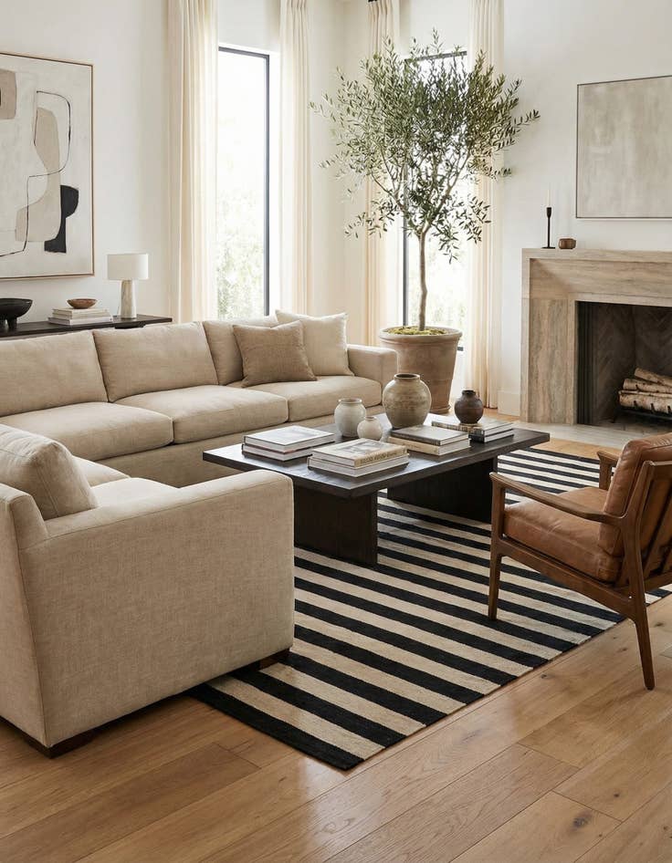 Detail image of 6' 8 x 9' 9  Hand Woven Kilim Modern Wool Rug