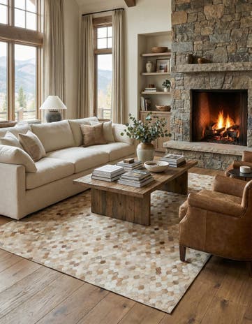 6' 7 x 9' 11 Cowhide Stocks Rug