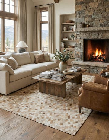6' 7 x 9' 11 Cowhide Stocks Rug
