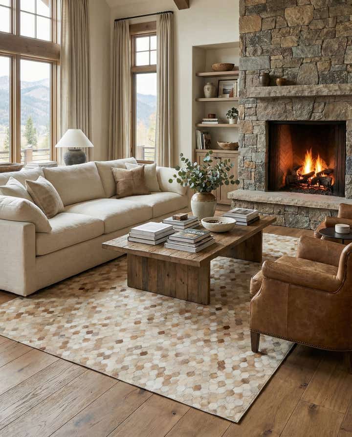 6' 7 x 9' 11 Cowhide Stocks Rug