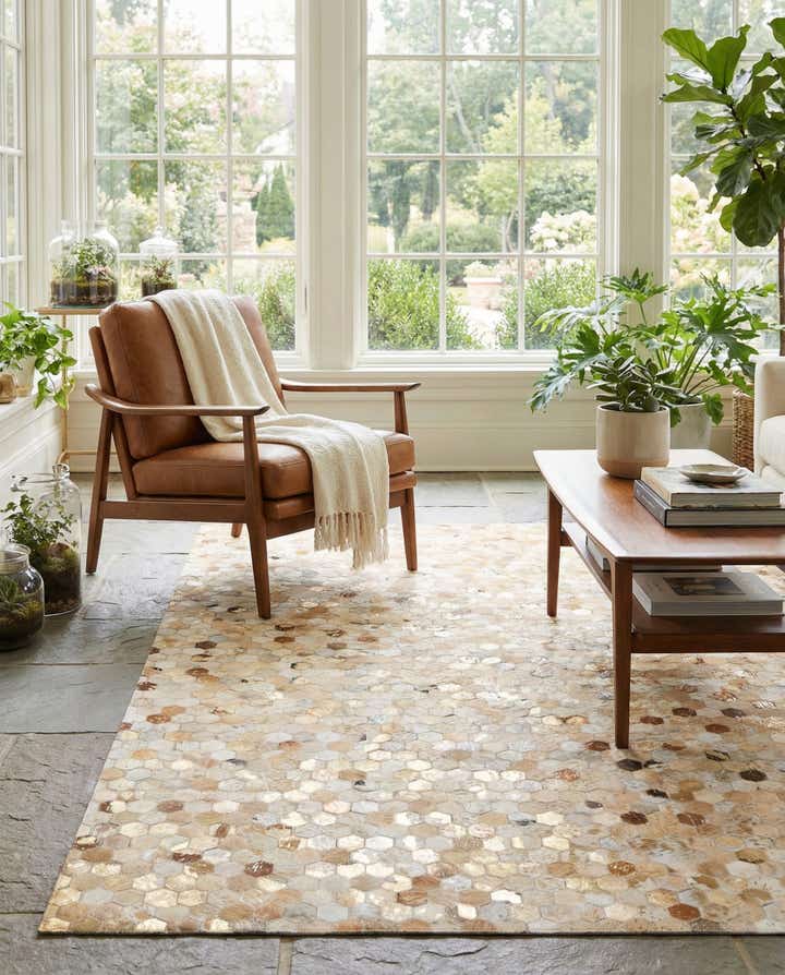 5' x 8' Cowhide Leather Rug