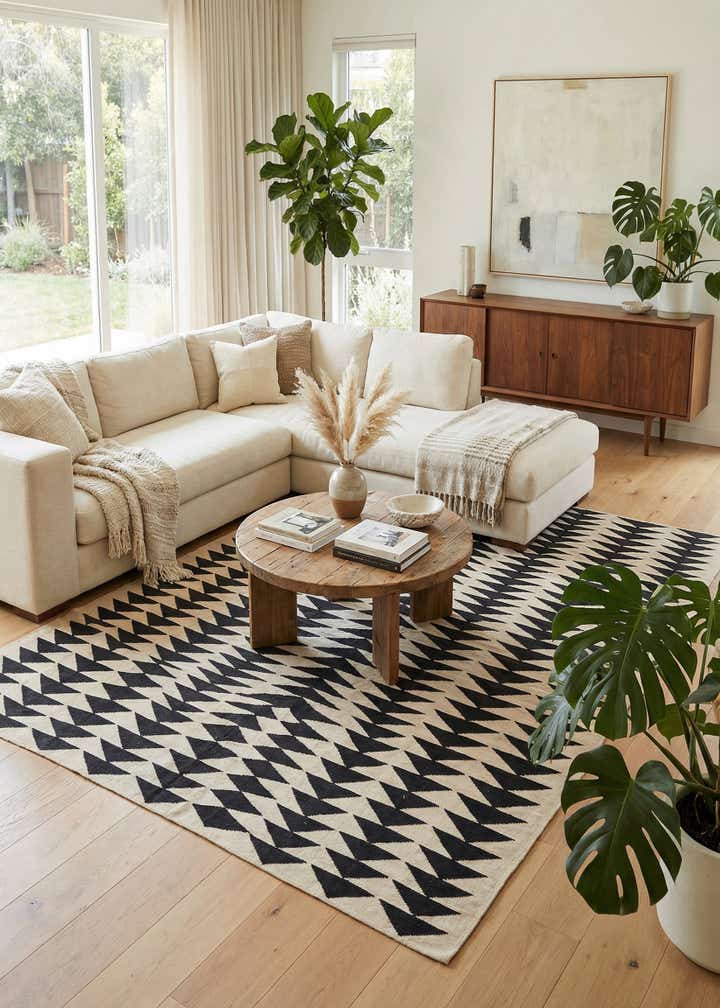 6' 9 x 9' 6 Hand Woven Kilim Modern Wool Rug