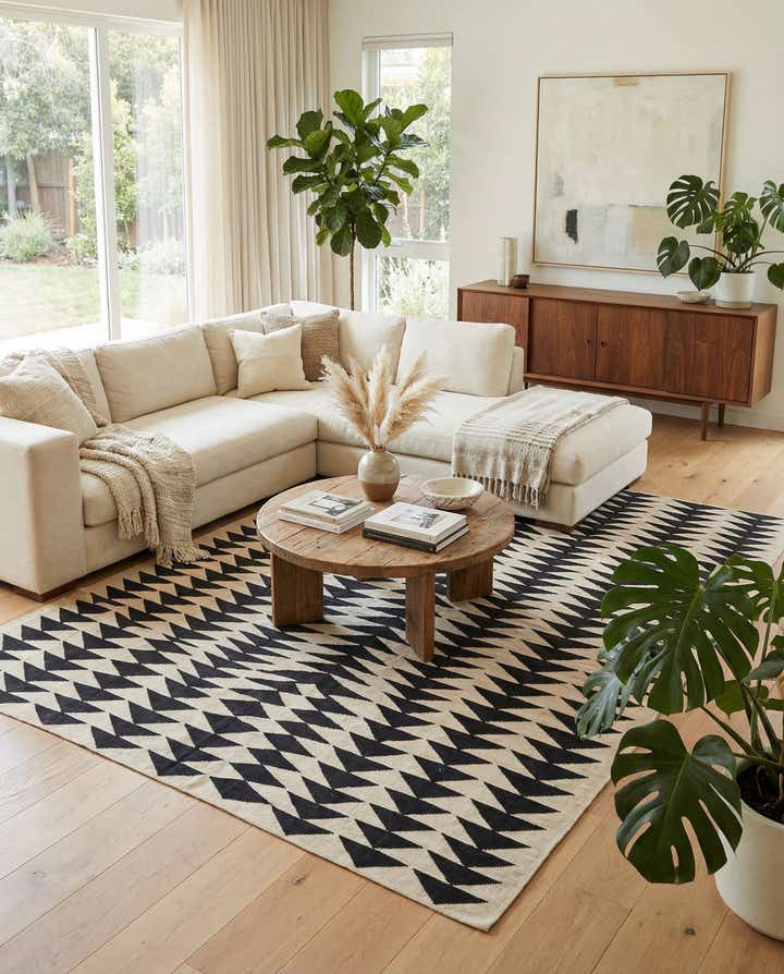 6' 9 x 9' 6 Hand Woven Kilim Modern Wool Rug