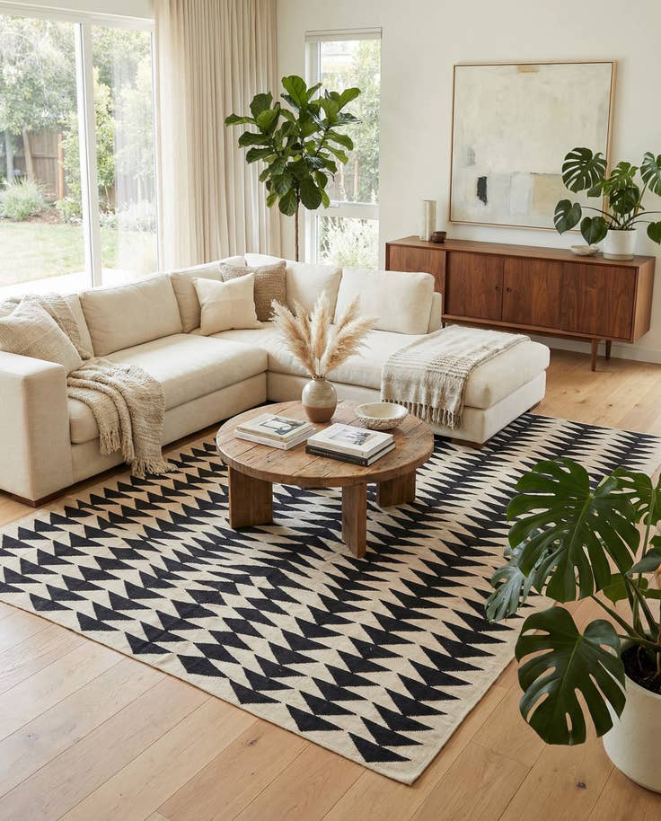 Detail image of 6' 9 x 9' 6 Hand Woven Kilim Modern Wool Rug