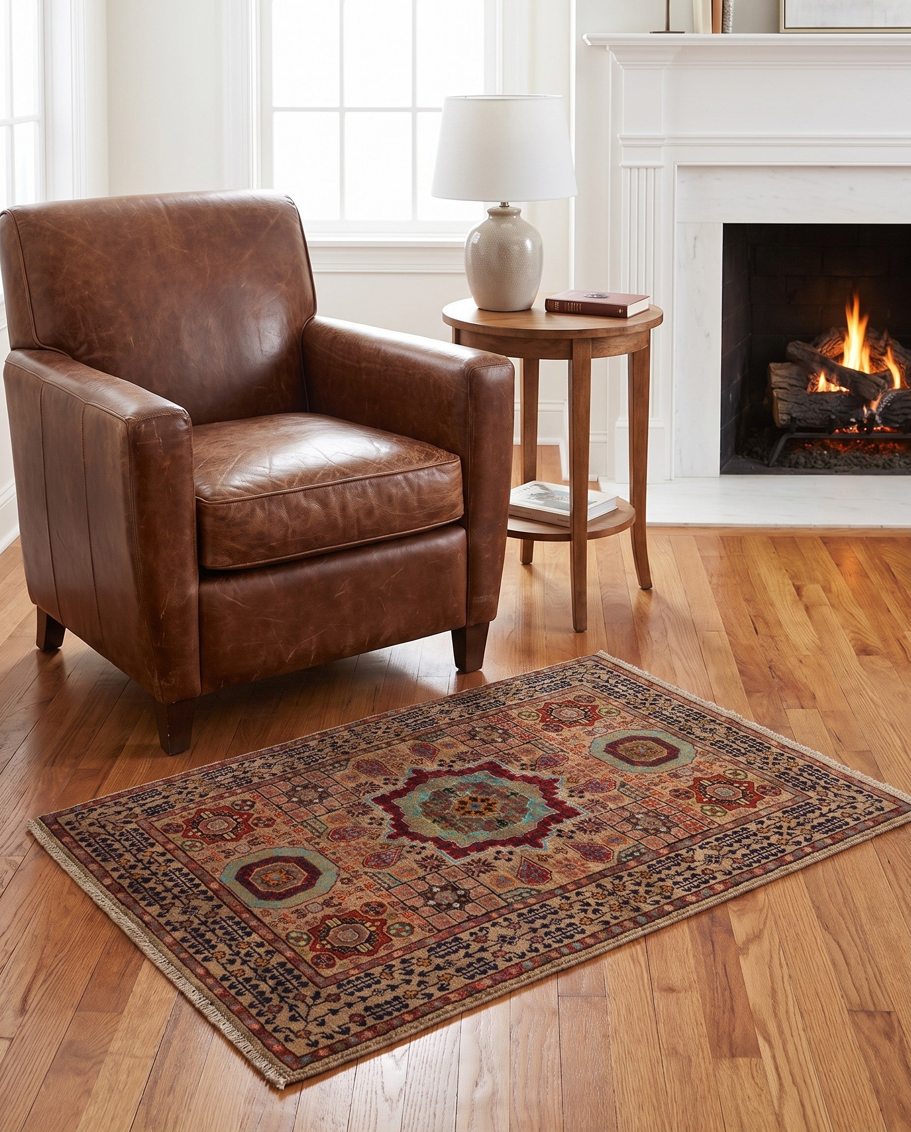 3' 5 x 4' 11 Hand Knotted Mamluk Ziegler Rug