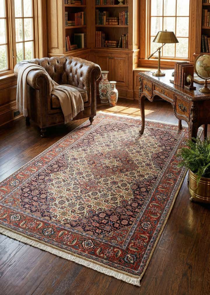 4' 3 x 6' 5 Hand Knotted Birjand Wool Rug