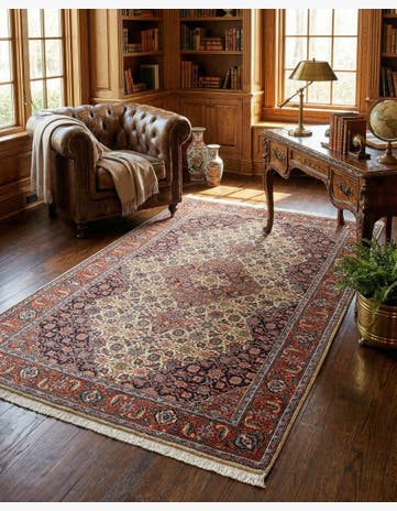 4' 3 x 6' 5 Hand Knotted Birjand Wool Rug