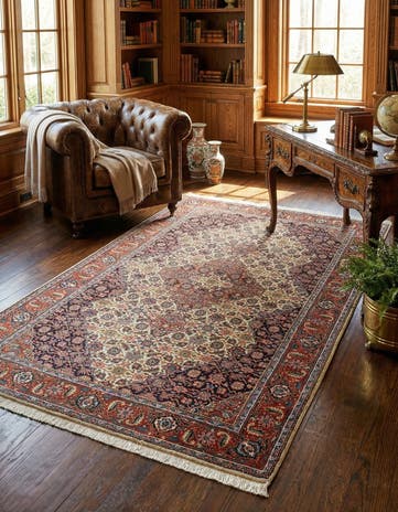 4' 3 x 6' 5 Hand Knotted Birjand Wool Rug