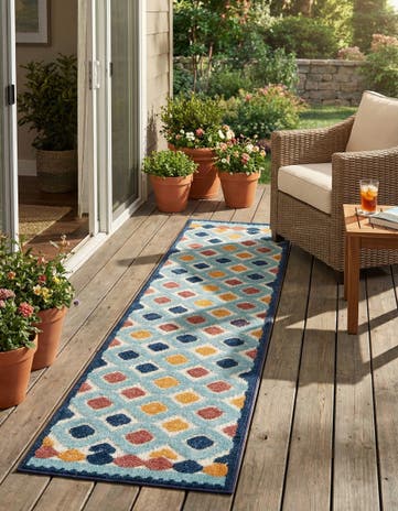 Ivory Easy-Clean Belize Indoor / Outdoor Runner Rug