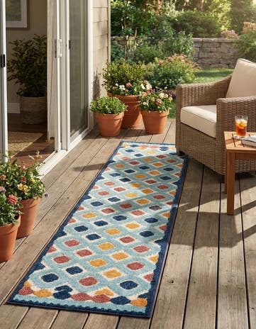 Ivory Easy-Clean Belize Indoor / Outdoor Runner Rug
