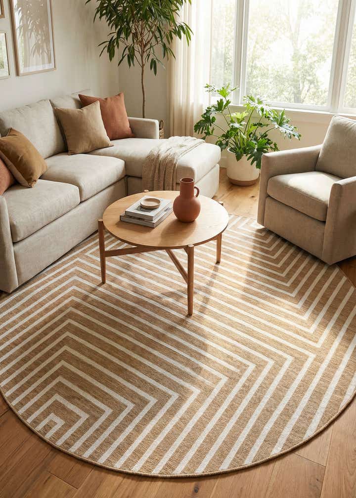 7' 10 x 7' 10 Easy-Clean Modern Indoor / Outdoor Round Rug