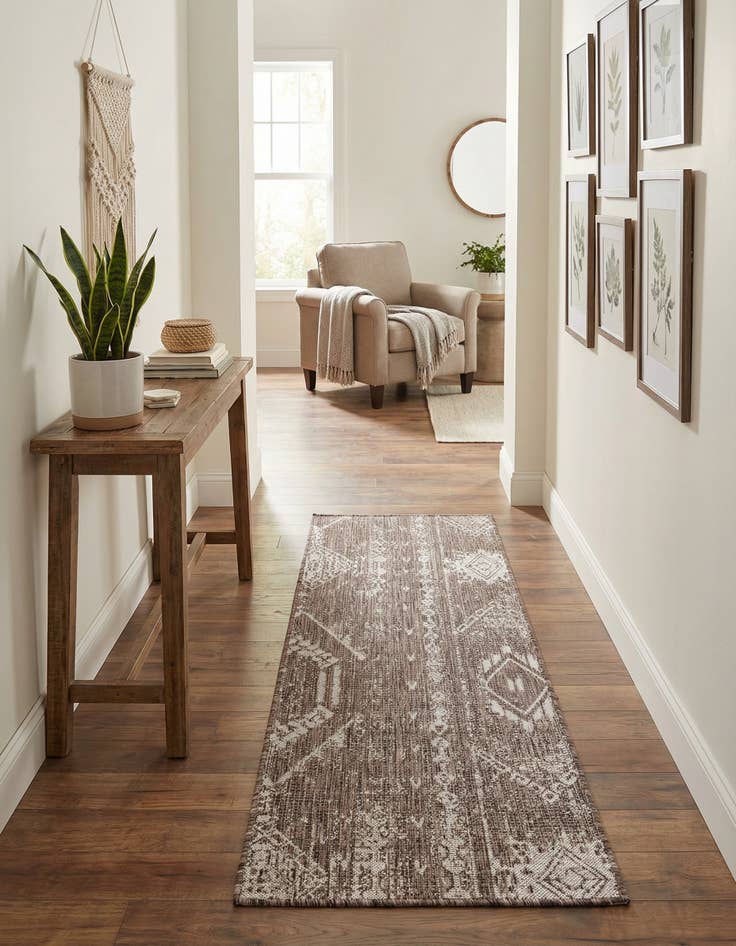 Detail image of 2' x 6'  Washable Bohemian Indoor / Outdoor Runner Rug