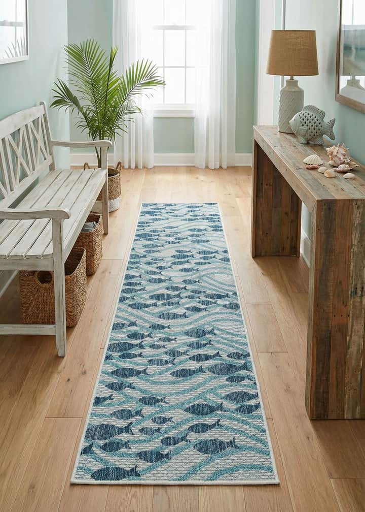 2' x 8' Easy-Clean Coastal Indoor / Outdoor Runner Rug