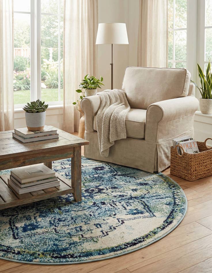 Detail image of 3' 3 x 3' 3  Washable Palazzo Round Rug