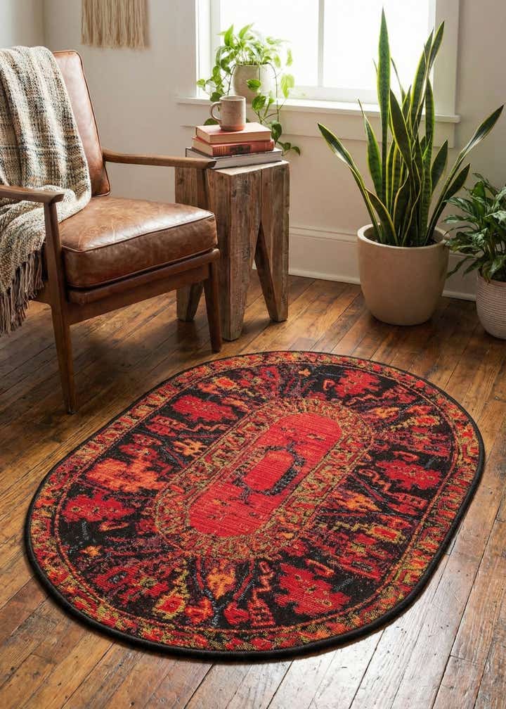 2' 2 x 3' Easy-Clean Tribal Indoor / Outdoor Oval Rug