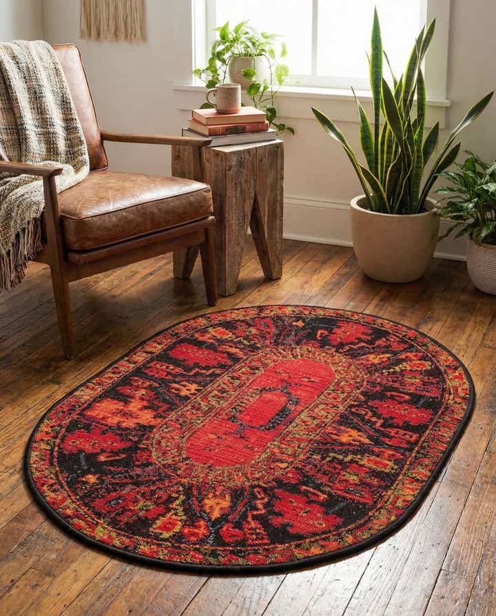 2' 2 x 3' Easy-Clean Tribal Indoor / Outdoor Oval Rug