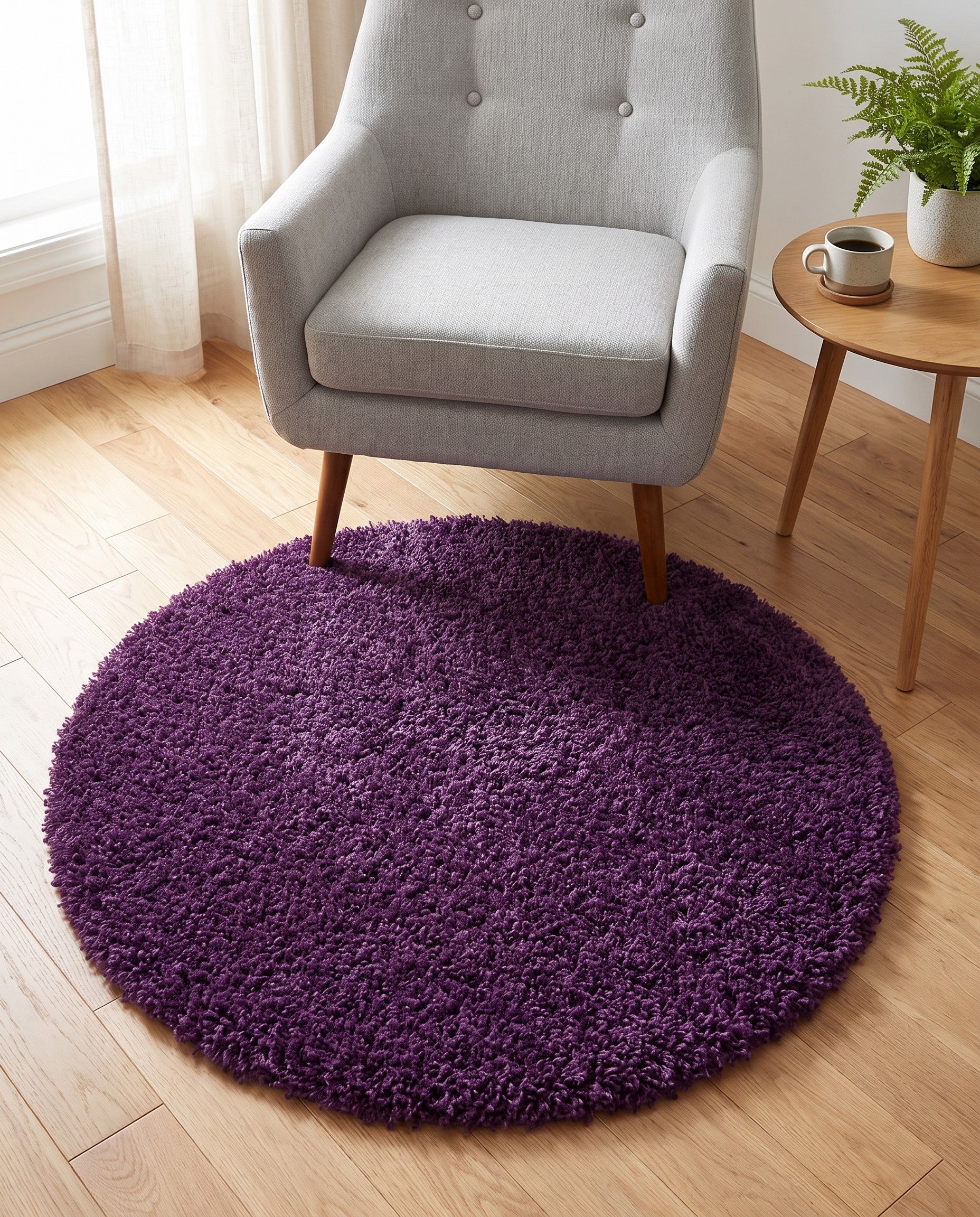 3' 3 x 3' 3 Solid Frieze Round Rug
