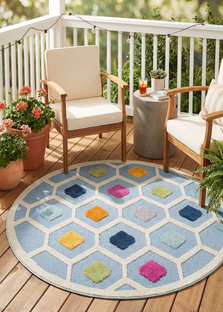 5' 3 x 5' 3 Easy-Clean Aruba Indoor / Outdoor Round Rug