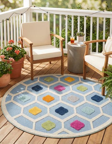 5' 3 x 5' 3 Easy-Clean Aruba Indoor / Outdoor Round Rug