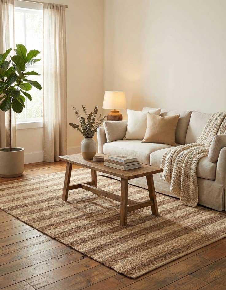 Detail image of 6' 1 x 9'  Hand Braided Jute Rug