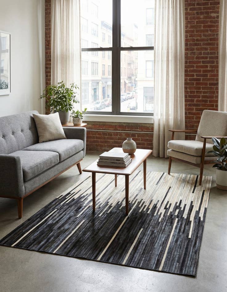 Detail image of 3' 1 x 5' 1 Cowhide Leather Rug