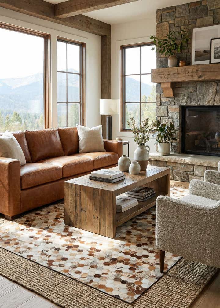 5' 2 x 8' Cowhide Leather Rug