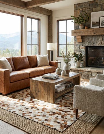 5' 2 x 8' Cowhide Leather Rug