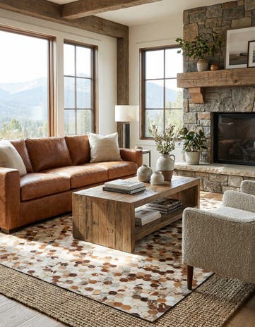 5' 2 x 8' Cowhide Leather Rug