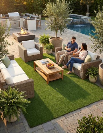 10' x 16' Easy-Clean Grass Indoor / Outdoor Rug