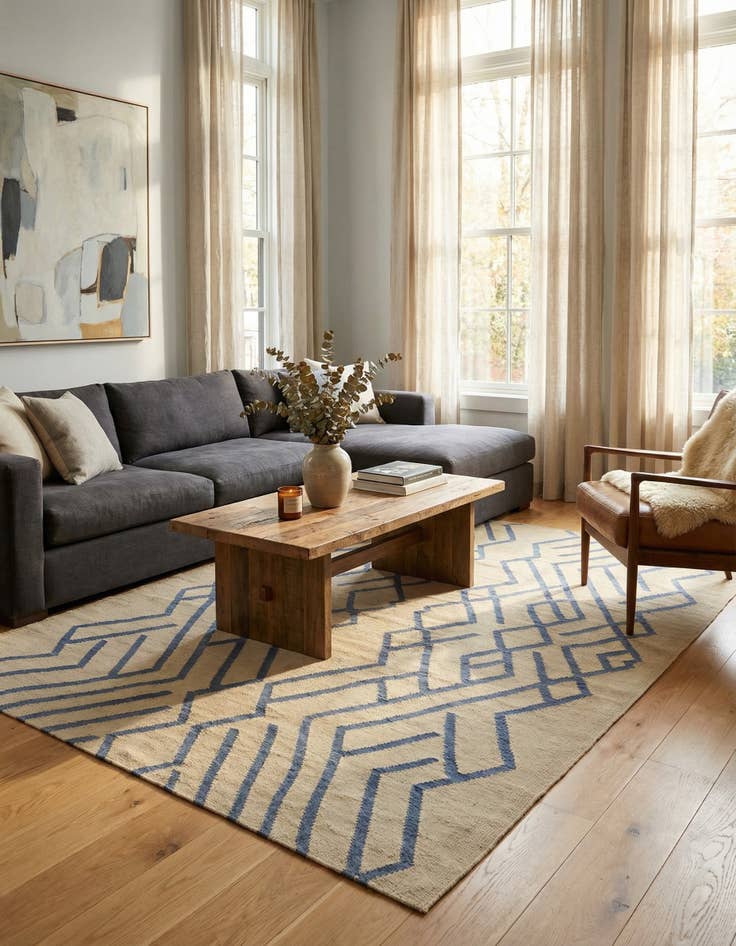 Detail image of 6' x 8' 2  Hand Woven Kilim Modern Wool Rug