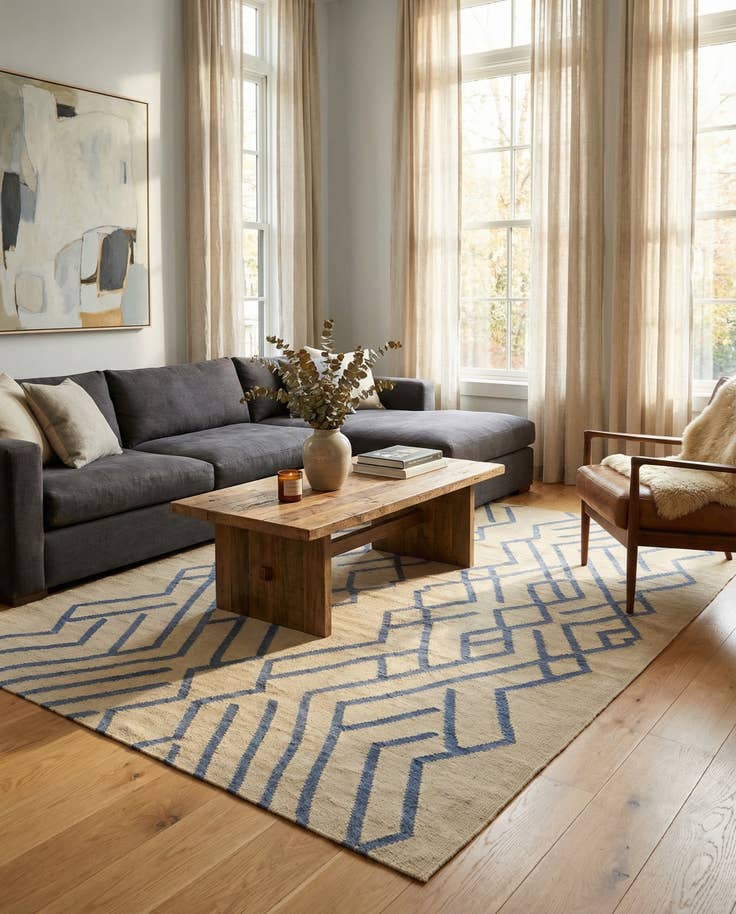 Detail image of 6' x 8' 2 Hand Woven Kilim Modern Wool Rug