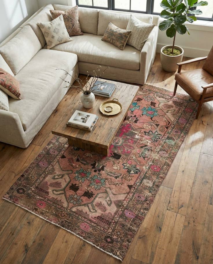 Detail image of 4' 10 x 9' 10 Hand Knotted Ultra Vintage Persian Wool Runner Rug