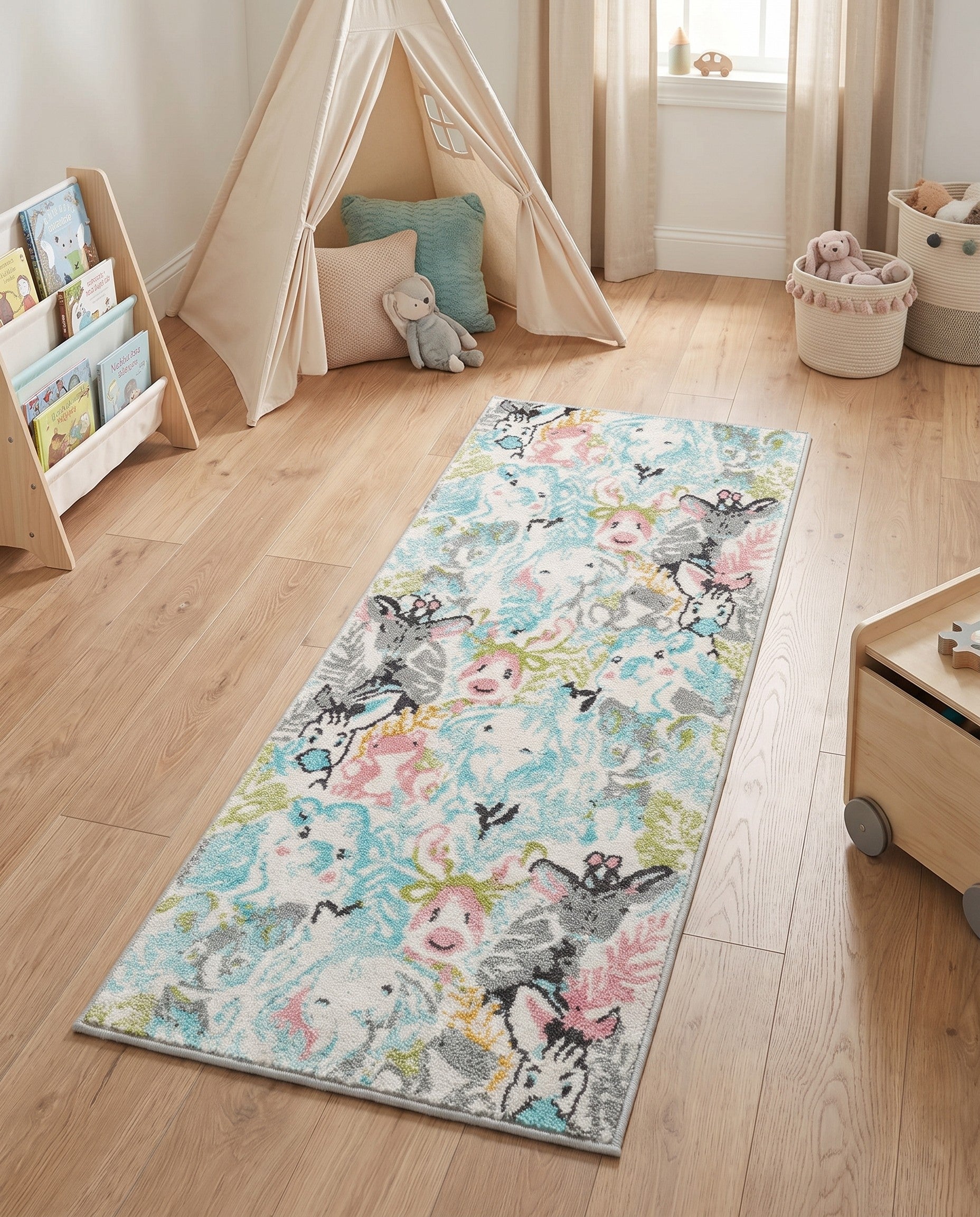 2' 2 x 5' Animals Whimsy Kids Runner Rug