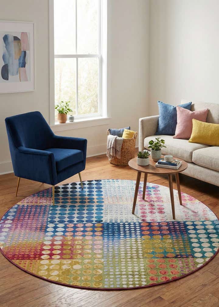 5' x 5' Easy-Clean Modern Indoor / Outdoor Round Rug