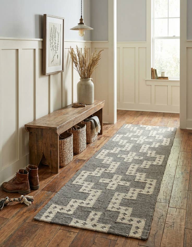 Detail image of 2' x 8'  Hand Woven Kilim Wool Runner Rug