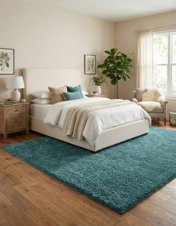 Turquoise Soft Solid Shag Rug