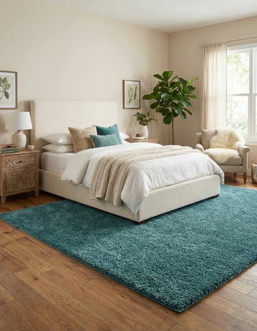 Turquoise Soft Solid Shag Rug