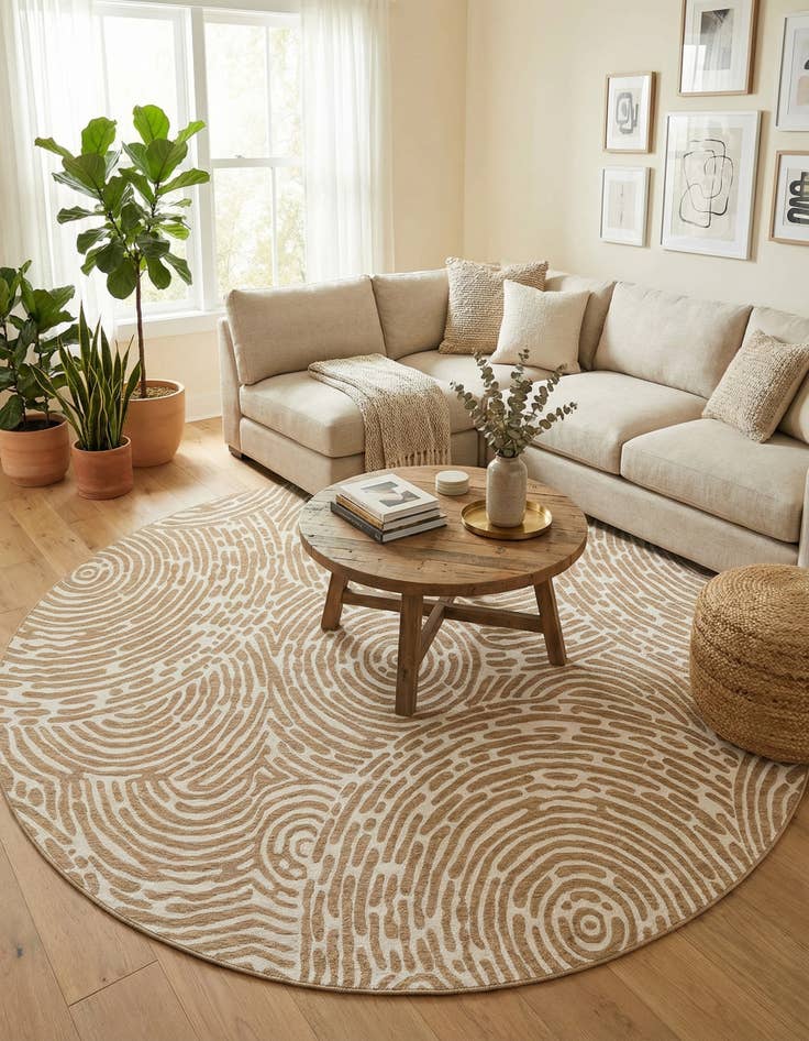 Detail image of  10' x 10'  Washable Modern Indoor / Outdoor Round Rug