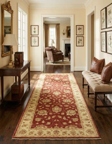 3' 9 x 9' 8 Hand Knotted Peshawar Ziegler Runner Rug