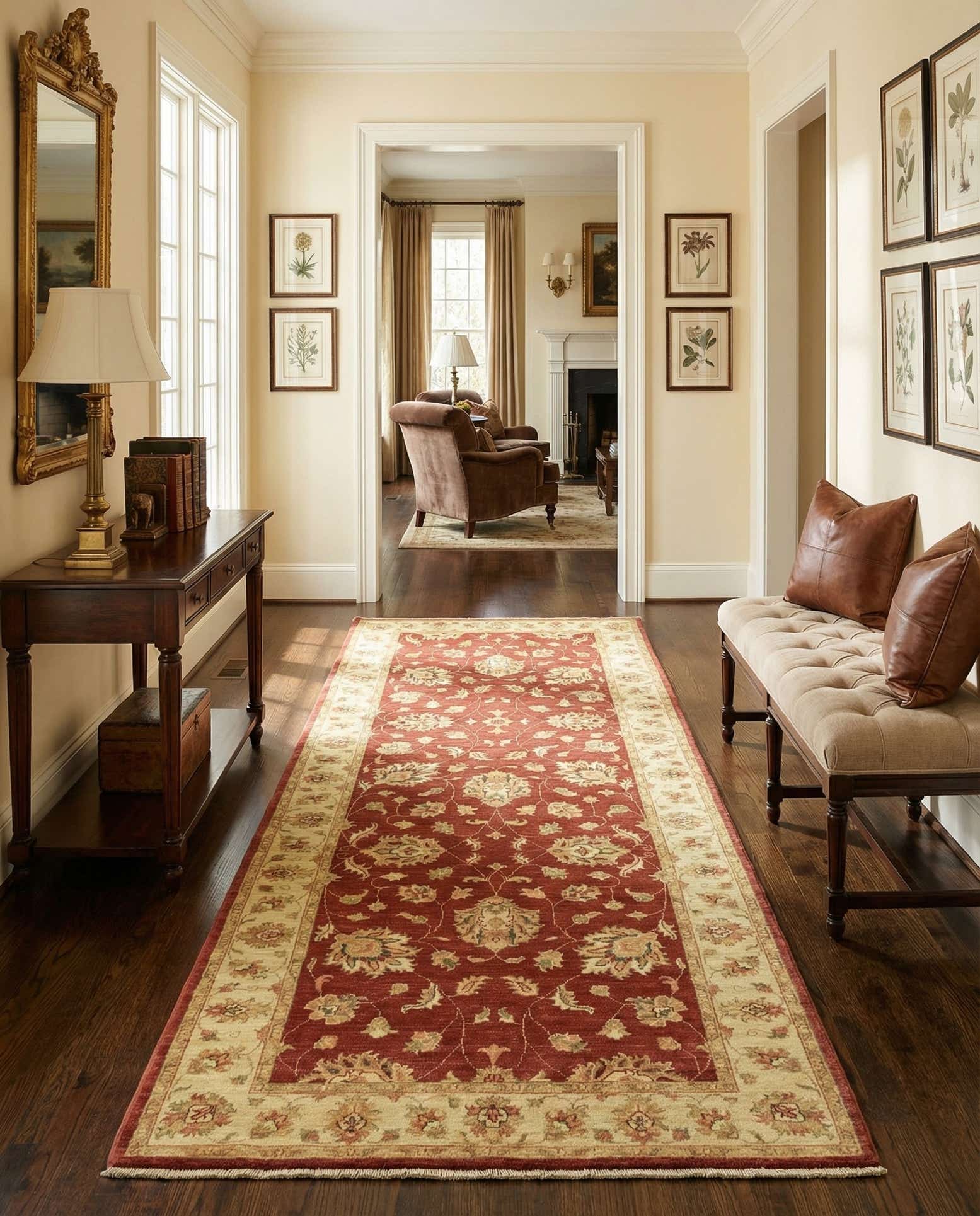 3' 9 x 9' 8 Hand Knotted Peshawar Ziegler Runner Rug