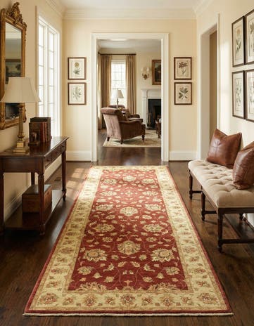 3' 9 x 9' 8 Hand Knotted Peshawar Ziegler Runner Rug