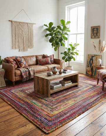 10' x 13' 1 Handmade Braided Chindi Rug