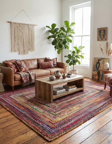 10' x 13' 1 Handmade Braided Chindi Rug