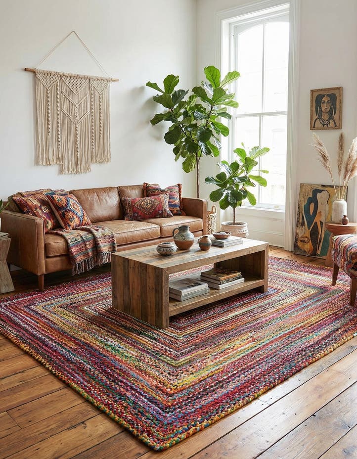 10' x 13' 1 Handmade Braided Chindi Rug