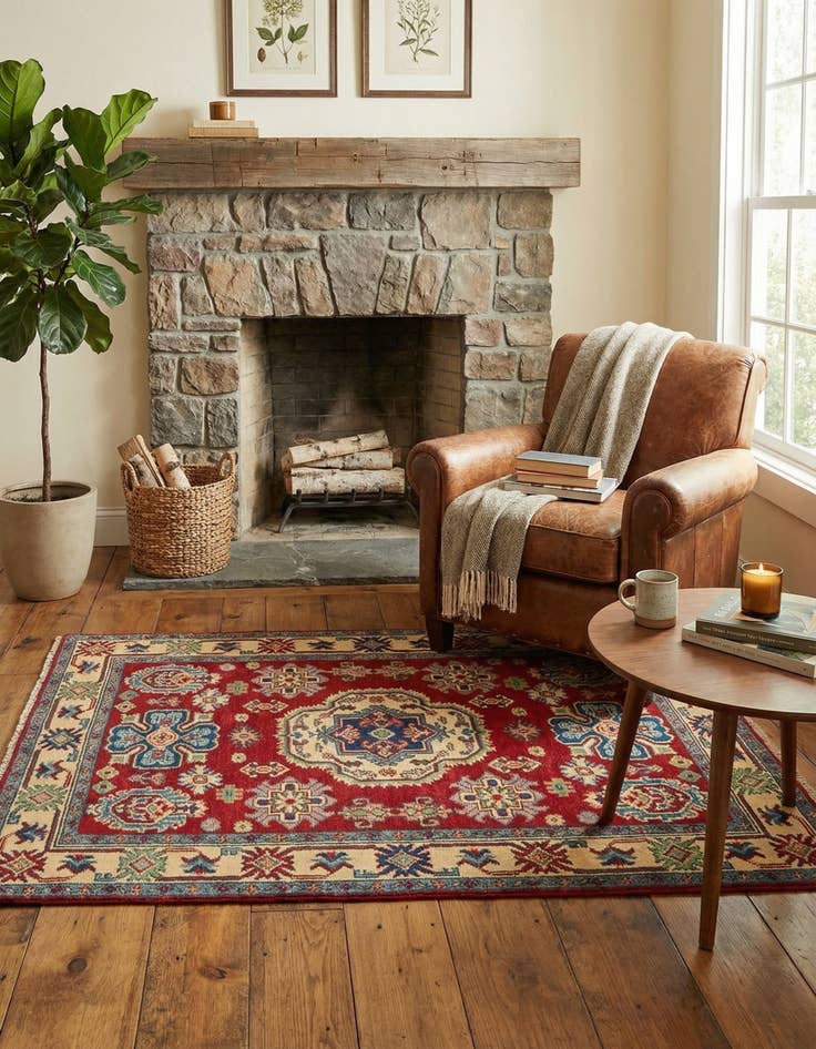 Detail image of 3' 2 x 5'  Hand Knotted Kazak Rug