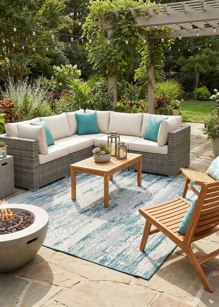 10' x 10' Easy-Clean Modern Indoor / Outdoor Square Rug