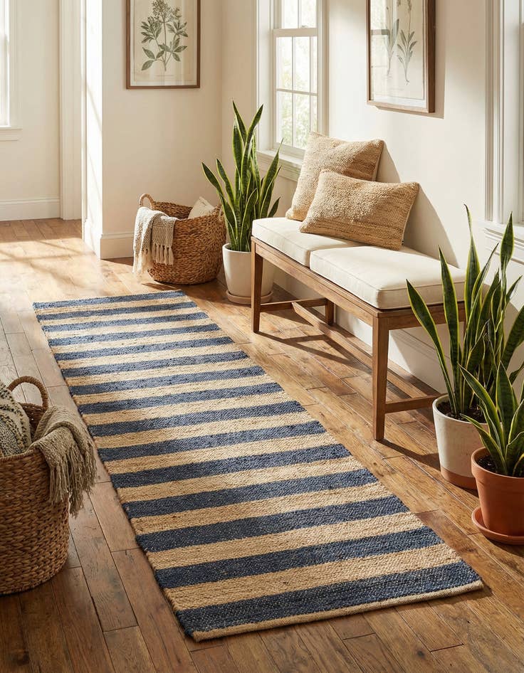 Detail image of 2' 7 x 12'  Hand Braided Jute Runner Rug