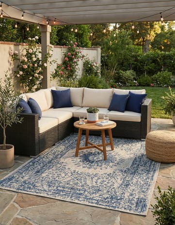 5' 3 x 7' Easy-Clean Traditional Indoor / Outdoor Rug
