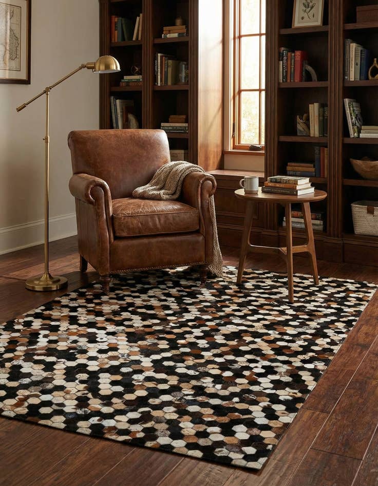 Detail image of 5' 2 x 8' 1 Cowhide - Patchwork Rug