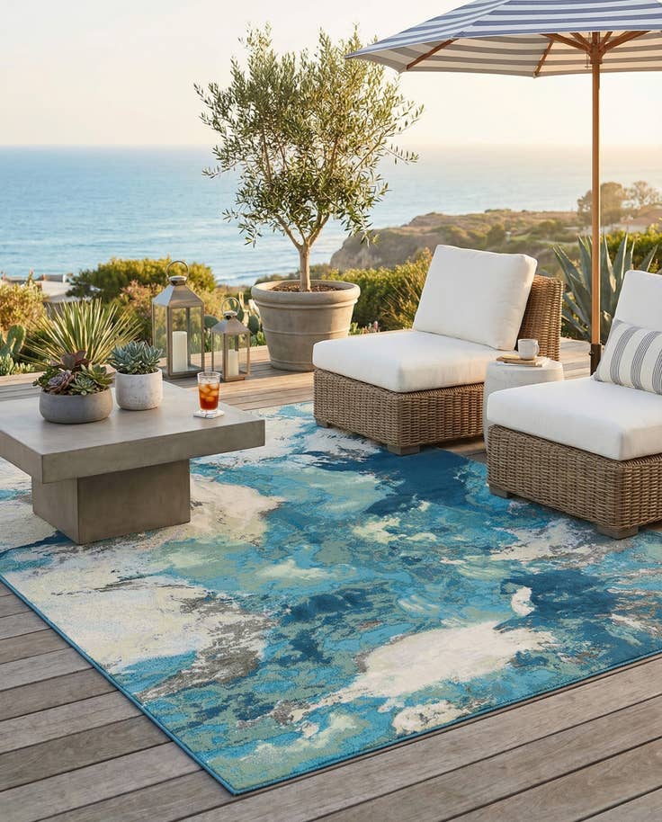 Detail image of 7' 10 x 10' Easy-Clean Modern Indoor / Outdoor Rug